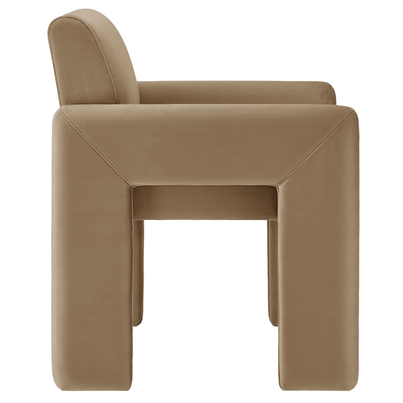 Daven Stain-Resistant Performance Velvet Dining Armchair in Taupe
