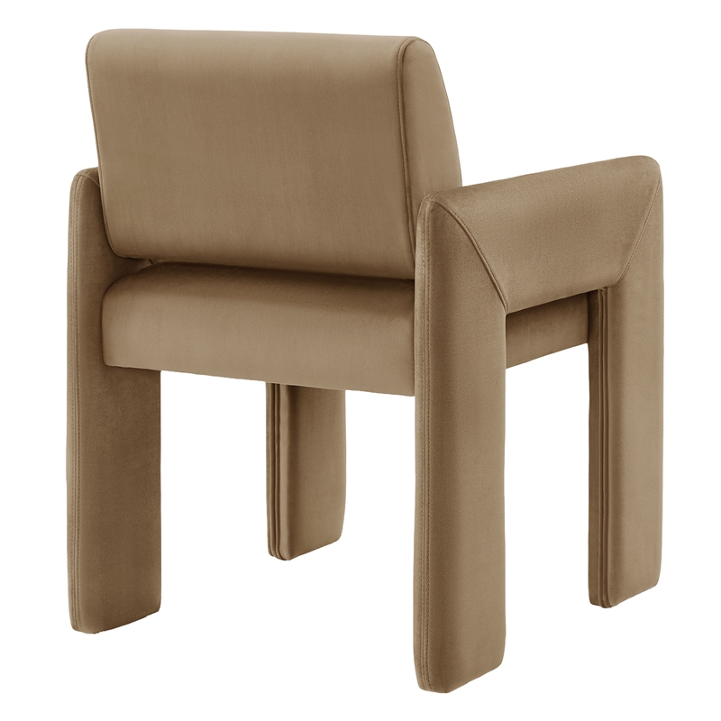 Daven Stain-Resistant Performance Velvet Dining Armchair in Taupe