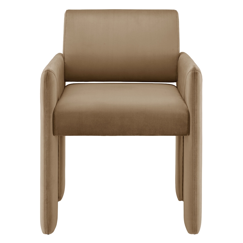 Daven Stain-Resistant Performance Velvet Dining Armchair in Taupe