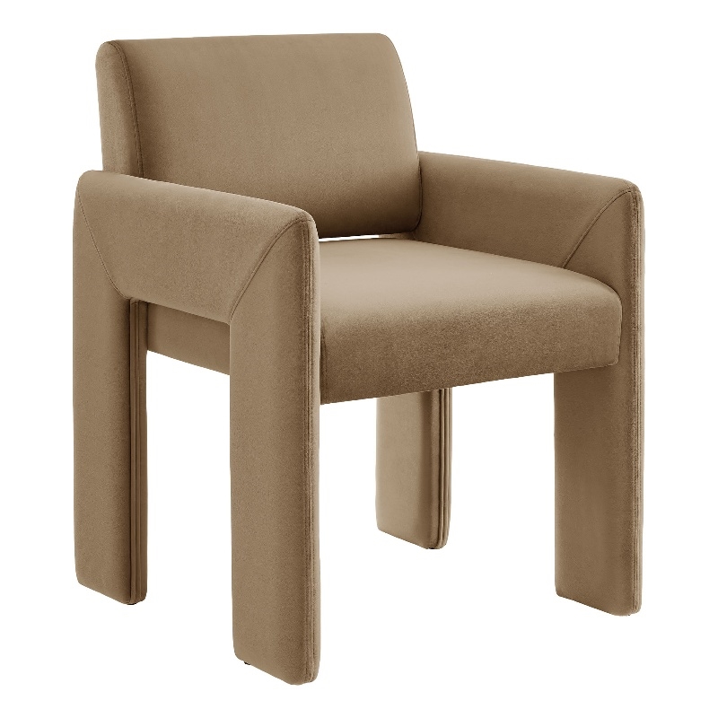 Daven Stain-Resistant Performance Velvet Dining Armchair in Taupe