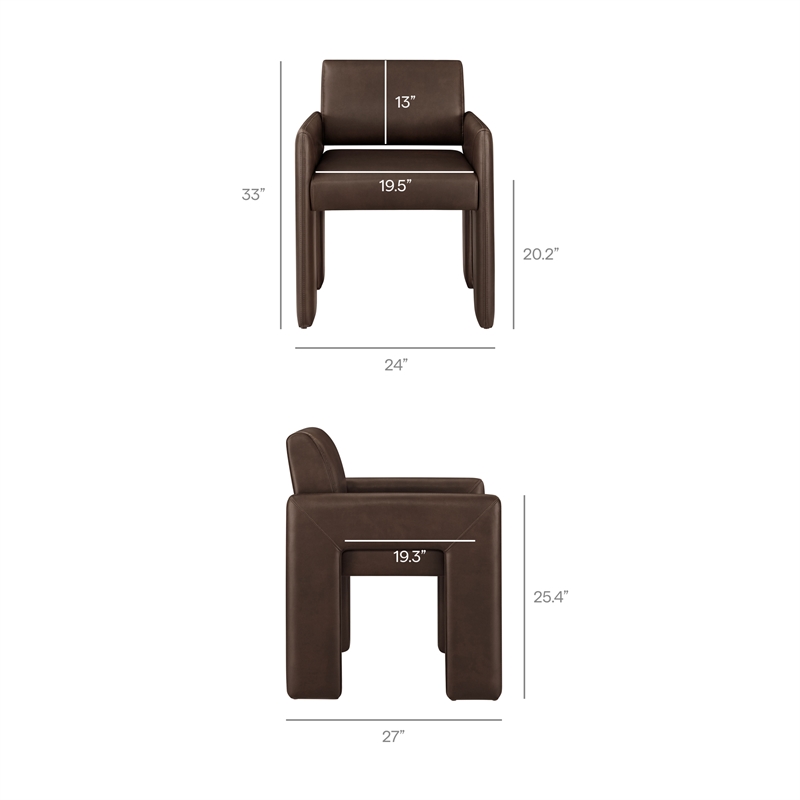 Daven Vegan Leather Dining Armchair in Espresso