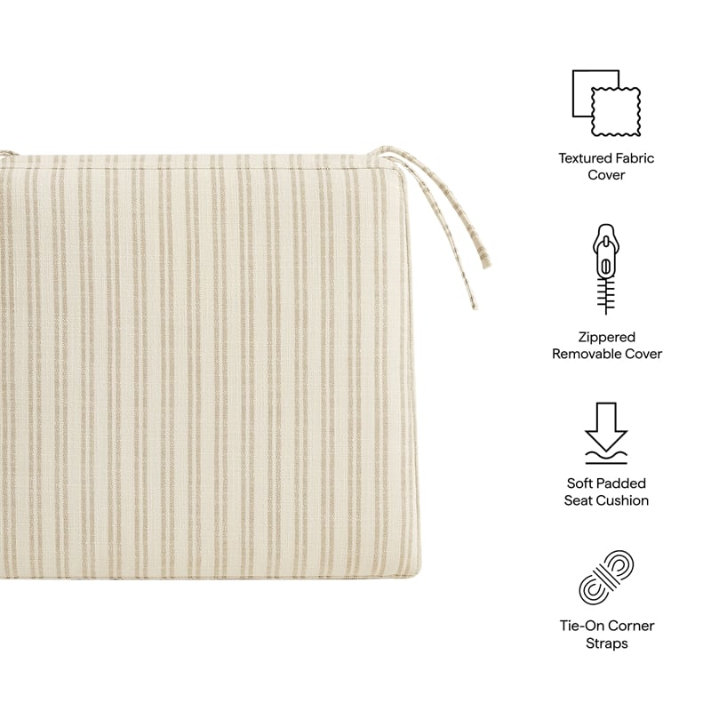 Jax Fabric Dining Chair Seat Cushion in Oatmeal Stripe