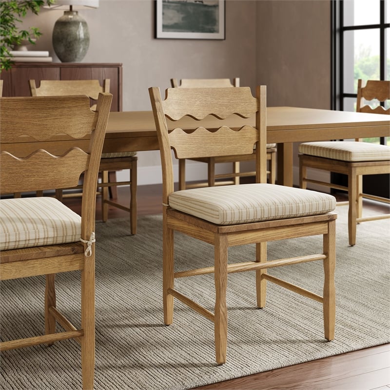 Jax Fabric Dining Chair Seat Cushion in Oatmeal Stripe
