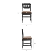 Jax Oak Wood Dining Chair With Wavy Razor Back and Cushion in Black Cocoa