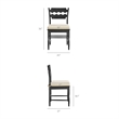 Jax Oak Wood Dining Chair With Wavy Razor Back and Cushion in Black Linen