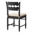 Jax Oak Wood Dining Chair With Wavy Razor Back and Cushion in Black Linen