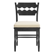 Jax Oak Wood Dining Chair With Wavy Razor Back and Cushion in Black Linen