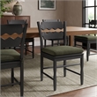 Jax Oak Wood Dining Chair With Wavy Razor Back and Cushion in Black Sage