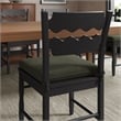 Jax Oak Wood Dining Chair With Wavy Razor Back and Cushion in Black Sage