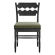 Jax Oak Wood Dining Chair With Wavy Razor Back and Cushion in Black Sage