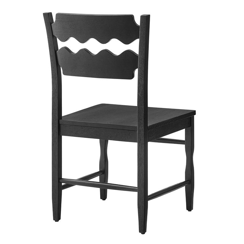 Jax Oak Wood Dining Chair With Wavy Razor Back in Black