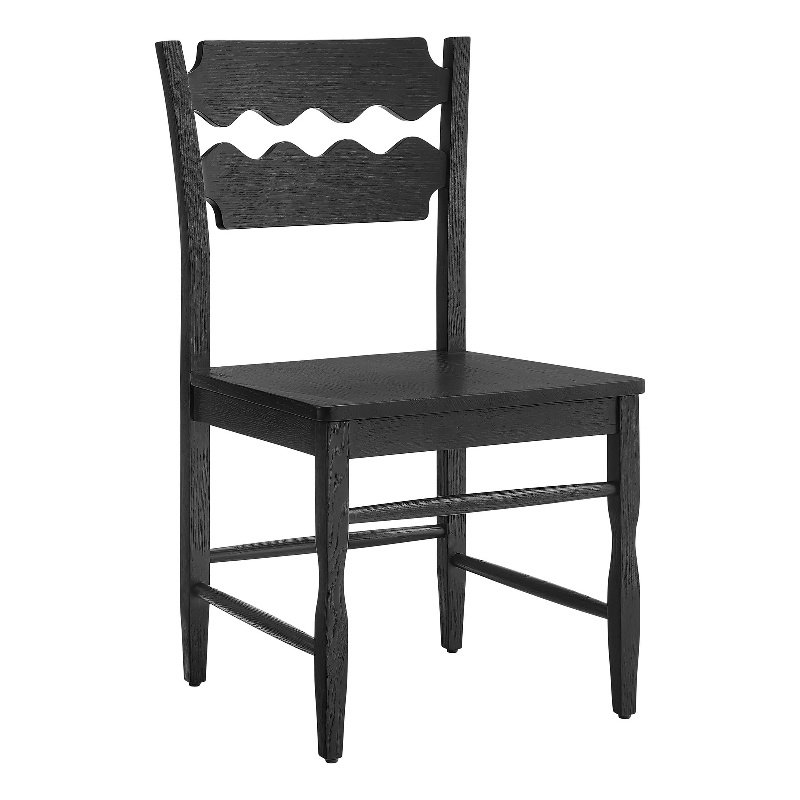 Jax Oak Wood Dining Chair With Wavy Razor Back in Black