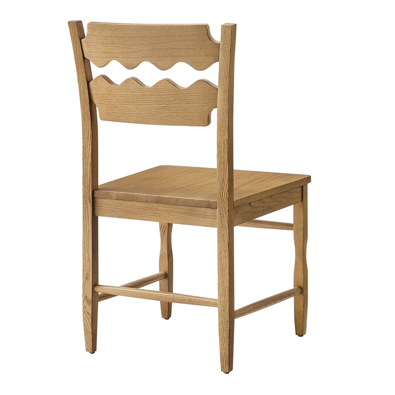 Jax Oak Wood Dining Chair With Wavy Razor Back in Weathered Oak
