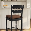 Jax Oak Wood Bar Stool With Wavy Razor Back and Cushion in Black Cocoa