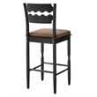 Jax Oak Wood Bar Stool With Wavy Razor Back and Cushion in Black Cocoa