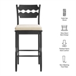 Jax Oak Wood Bar Stool With Wavy Razor Back and Cushion in Black Linen
