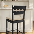 Jax Oak Wood Bar Stool With Wavy Razor Back and Cushion in Black Linen