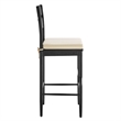 Jax Oak Wood Bar Stool With Wavy Razor Back and Cushion in Black Linen