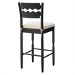 Jax Oak Wood Bar Stool With Wavy Razor Back and Cushion in Black Linen