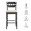 Jax Oak Wood Bar Stool With Wavy Razor Back and Cushion in Black Oatmeal Stripe