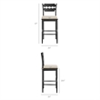 Jax Oak Wood Bar Stool With Wavy Razor Back and Cushion in Black Oatmeal Stripe