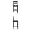 Jax Oak Wood Bar Stool With Wavy Razor Back and Cushion in Black Sage