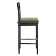 Jax Oak Wood Bar Stool With Wavy Razor Back and Cushion in Black Sage