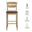 Jax Oak Wood Bar Stool With Wavy Razor Back and Cushion in Weathered Oak Cocoa