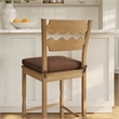 Jax Oak Wood Bar Stool With Wavy Razor Back and Cushion in Weathered Oak Cocoa