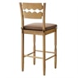 Jax Oak Wood Bar Stool With Wavy Razor Back and Cushion in Weathered Oak Cocoa