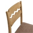 Jax Oak Wood Bar Stool With Wavy Razor Back and Cushion in Weathered Oak Cocoa