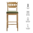 Jax Oak Wood Bar Stool With Wavy Razor Back and Cushion in Weathered Oak Sage