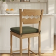 Jax Oak Wood Bar Stool With Wavy Razor Back and Cushion in Weathered Oak Sage