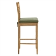 Jax Oak Wood Bar Stool With Wavy Razor Back and Cushion in Weathered Oak Sage