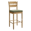 Jax Oak Wood Bar Stool With Wavy Razor Back and Cushion in Weathered Oak Sage