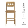 Jax Oak Wood Bar Stool With Wavy Razor Back in Weathered Oak