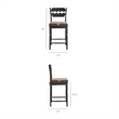 Jax Oak Wood Counter Stool With Wavy Razor Back and Cushion in Black Cocoa