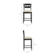 Jax Oak Wood Counter Stool With Wavy Razor Back and Cushion in Black Linen