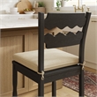 Jax Oak Wood Counter Stool With Wavy Razor Back and Cushion in Black Linen