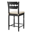 Jax Oak Wood Counter Stool With Wavy Razor Back and Cushion in Black Linen