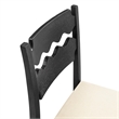Jax Oak Wood Counter Stool With Wavy Razor Back and Cushion in Black Linen