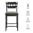 Jax Oak Wood Counter Stool With Wavy Razor Back and Cushion in Black Sage