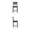 Jax Oak Wood Counter Stool With Wavy Razor Back and Cushion in Black Sage