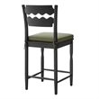 Jax Oak Wood Counter Stool With Wavy Razor Back and Cushion in Black Sage
