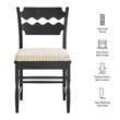 Jax Oak Wood Dining Chair Wavy Razor Back and Cushion in Black Oatmeal Stripe