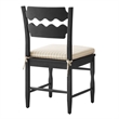 Jax Oak Wood Dining Chair Wavy Razor Back and Cushion in Black Oatmeal Stripe