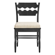 Jax Oak Wood Dining Chair Wavy Razor Back and Cushion in Black Oatmeal Stripe