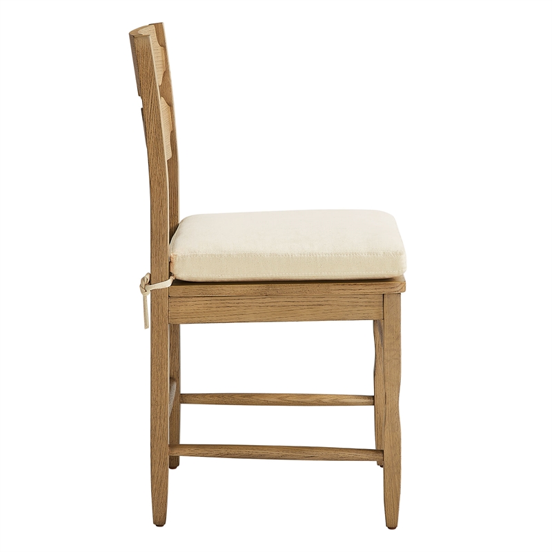 Jax Oak Wood Dining Chair Wavy Razor Back and Cushion in Weathered Oak Linen