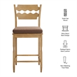 Jax Oak Wood Counter Stool Wavy Razor Back and Cushion in Weathered Oak Cocoa