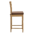 Jax Oak Wood Counter Stool Wavy Razor Back and Cushion in Weathered Oak Cocoa